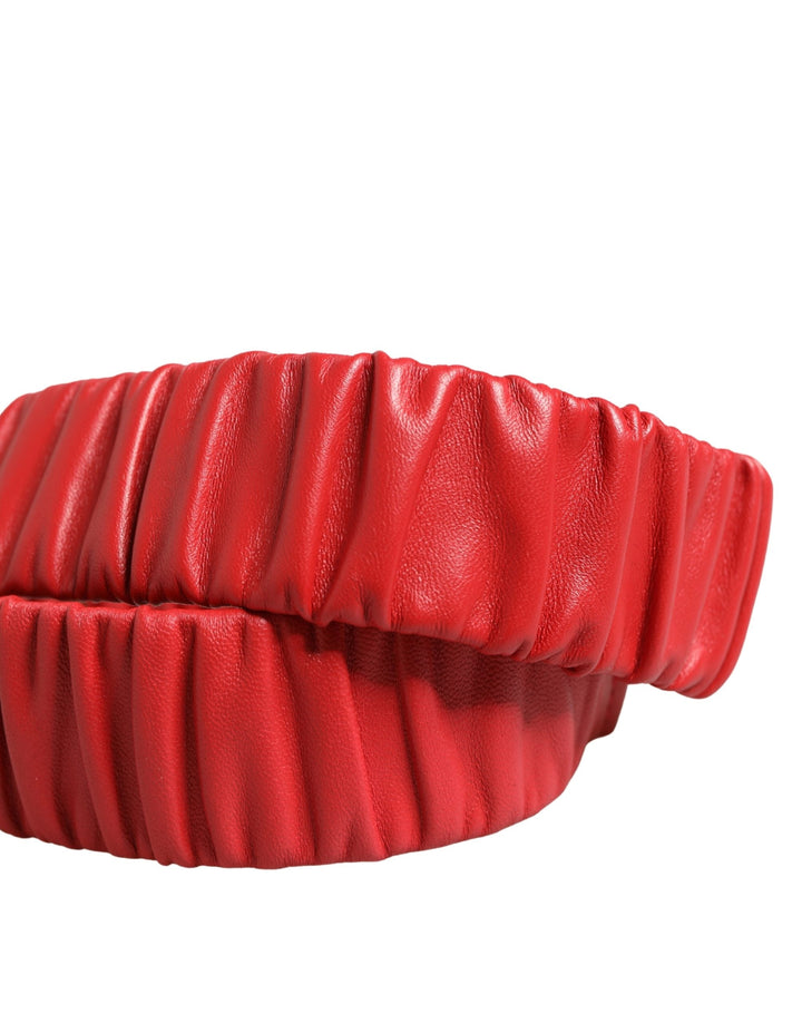 Women’s Dolce &amp; Gabbana Red Leather Gold Heart Metal Buckle Belt
