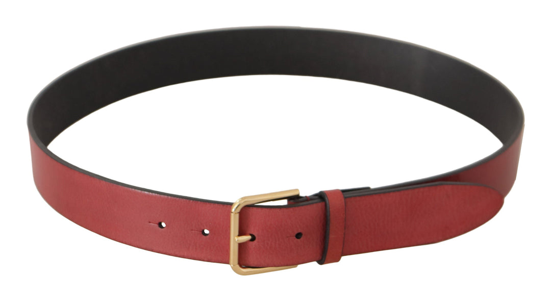 Women’s Dolce &amp; Gabbana Red Leather Gold Logo Engraved Metal Buckle Belt