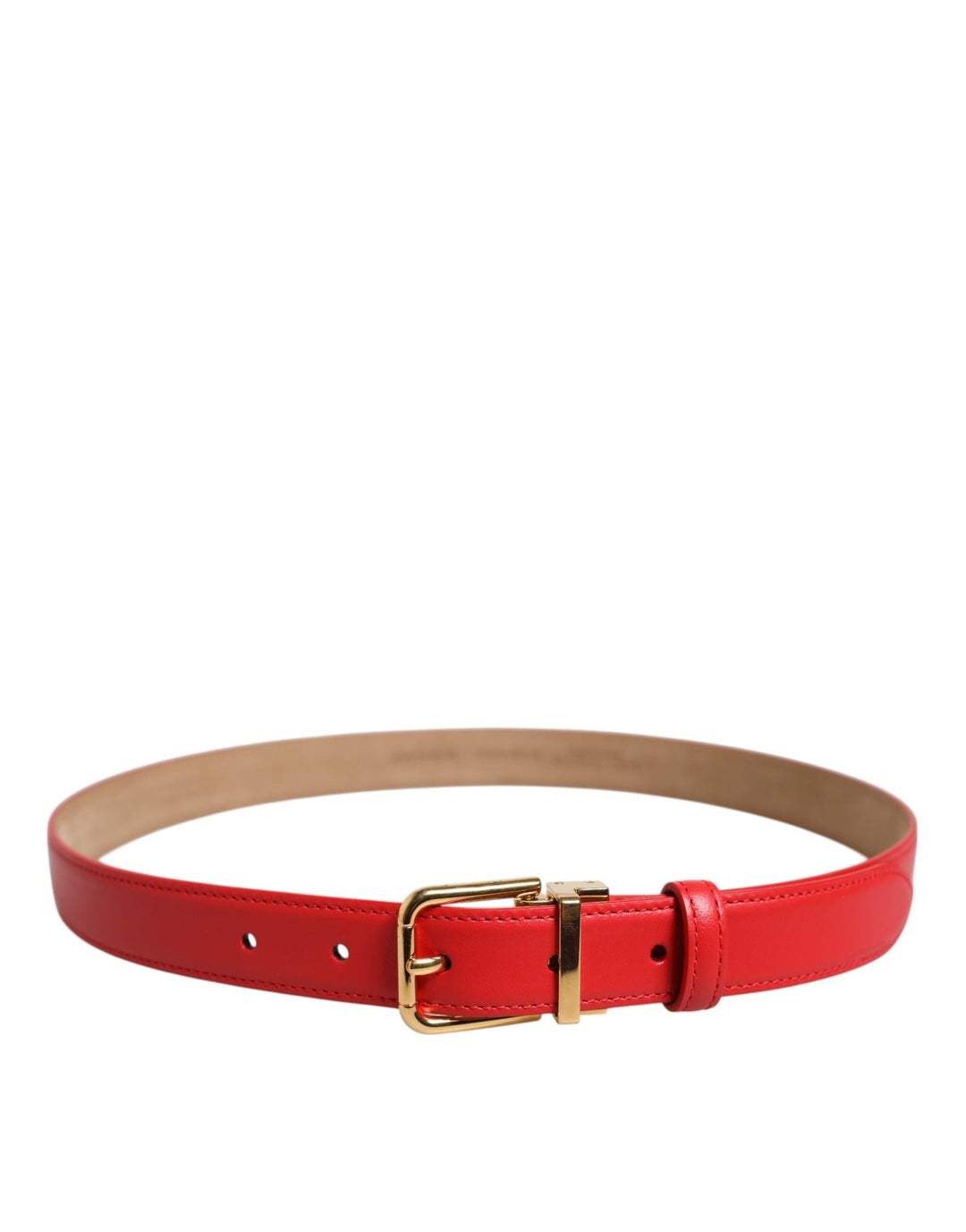 Women’s Dolce &amp; Gabbana Red Leather Gold Metal Buckle Cintura Belt