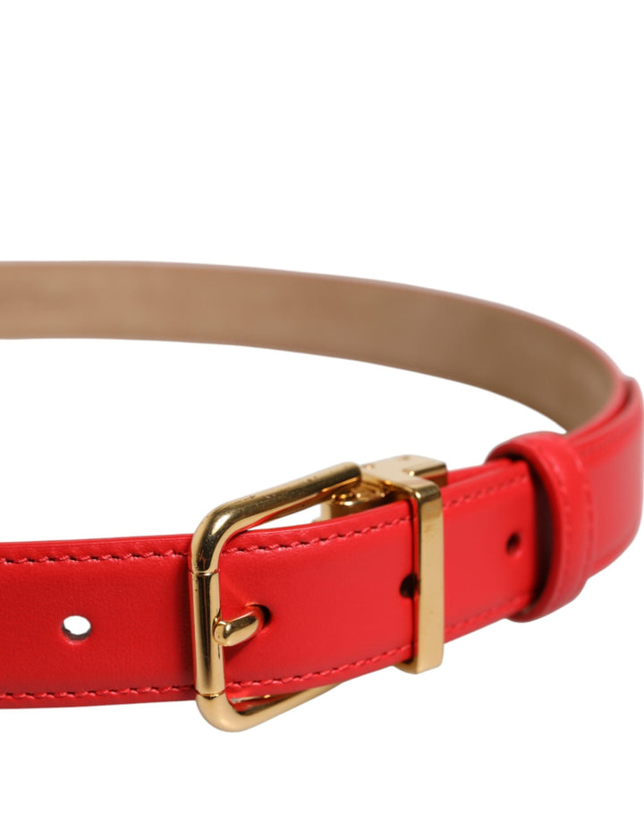 Women’s Dolce &amp; Gabbana Red Leather Gold Metal Buckle Cintura Belt
