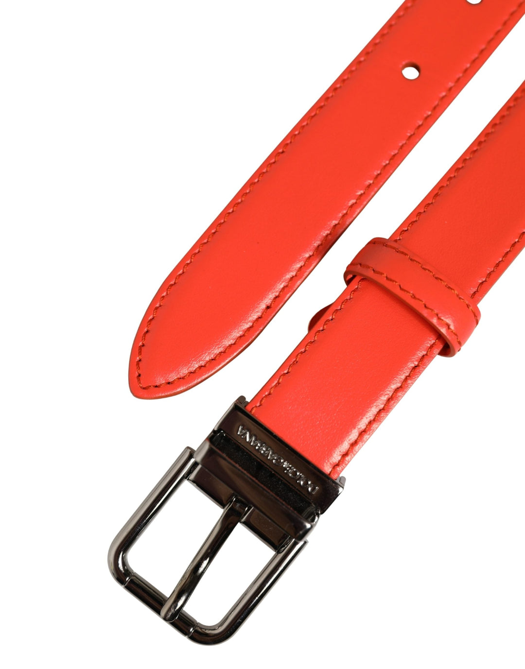 Women’s Dolce &amp; Gabbana Red Leather Silver Metal Buckle Cintura Belt