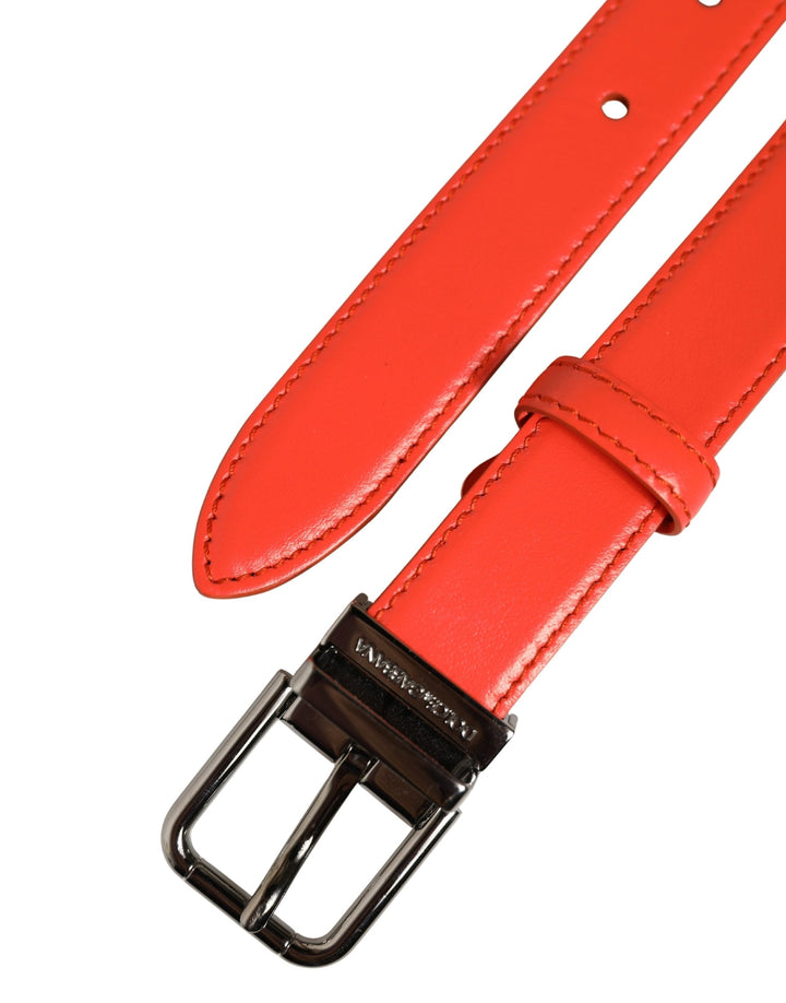 Women’s Dolce &amp; Gabbana Red Leather Silver Metal Buckle Cintura Belt