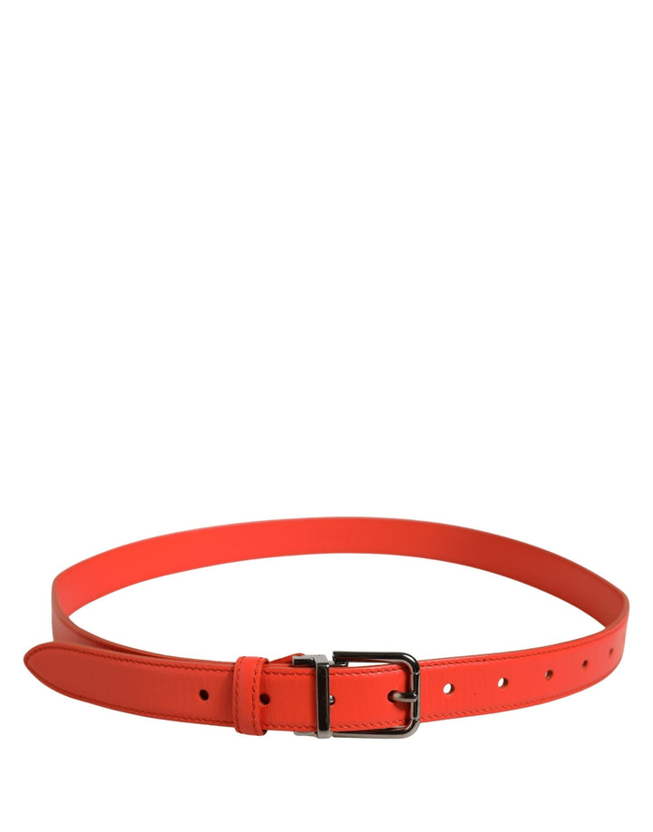 Women’s Dolce &amp; Gabbana Red Leather Silver Metal Buckle Cintura Belt