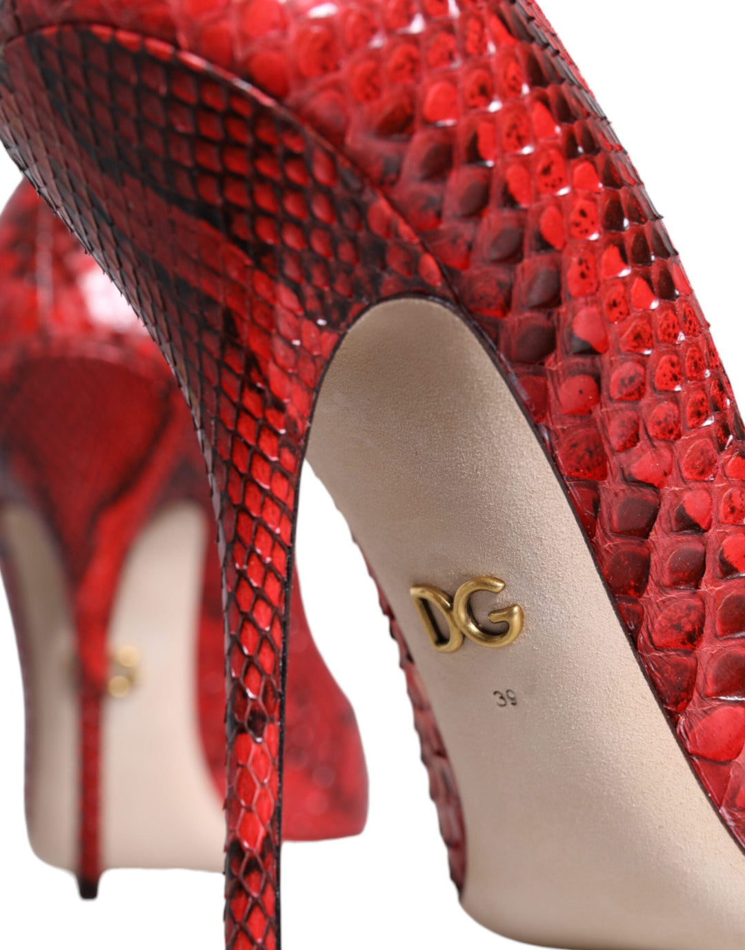 Women’s Dolce &amp; Gabbana Red Leather Stiletto High Heels Pumps Shoes
