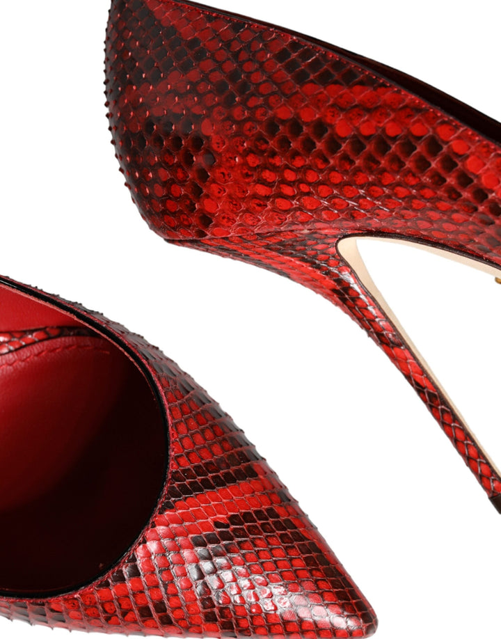 Women’s Dolce &amp; Gabbana Red Leather Stiletto High Heels Pumps Shoes