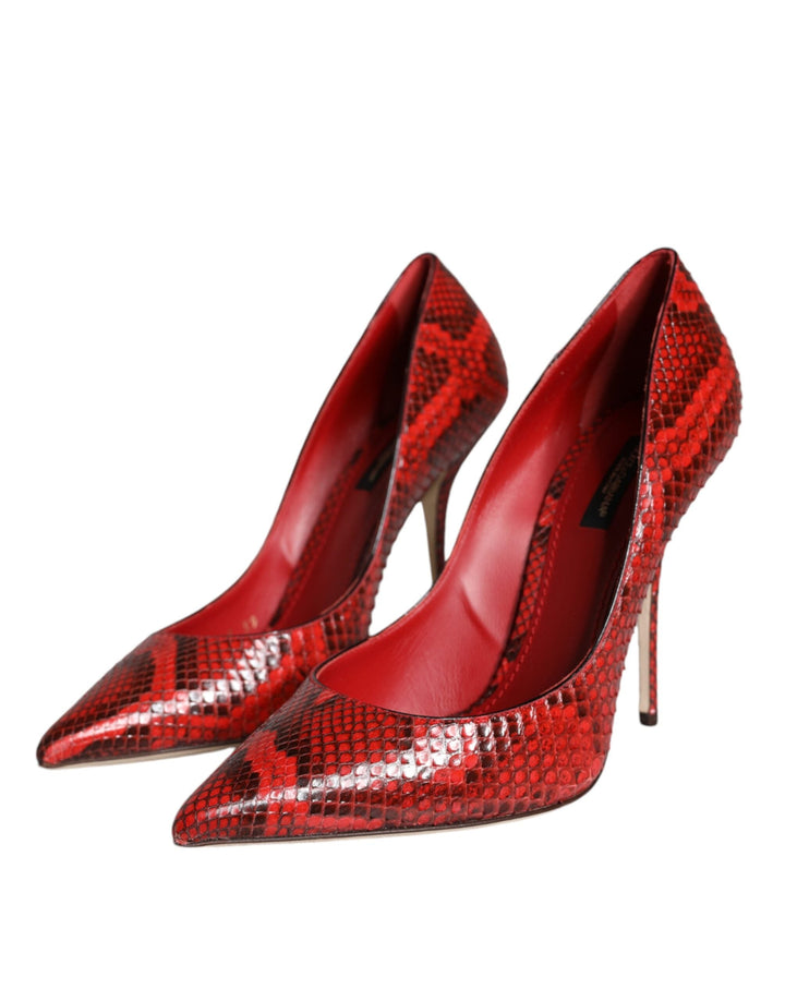 Women’s Dolce &amp; Gabbana Red Leather Stiletto High Heels Pumps Shoes