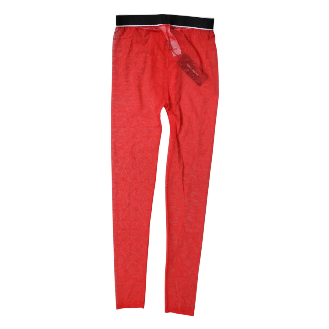 Women’s Dolce &amp; Gabbana Red Logo Lace Lingerie Tight Pants Underwear