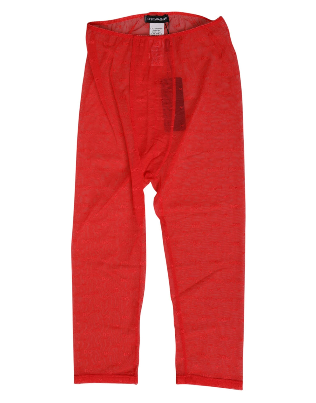Women’s Dolce &amp; Gabbana Red Logo Lace Tight Midi Trousers Underwear