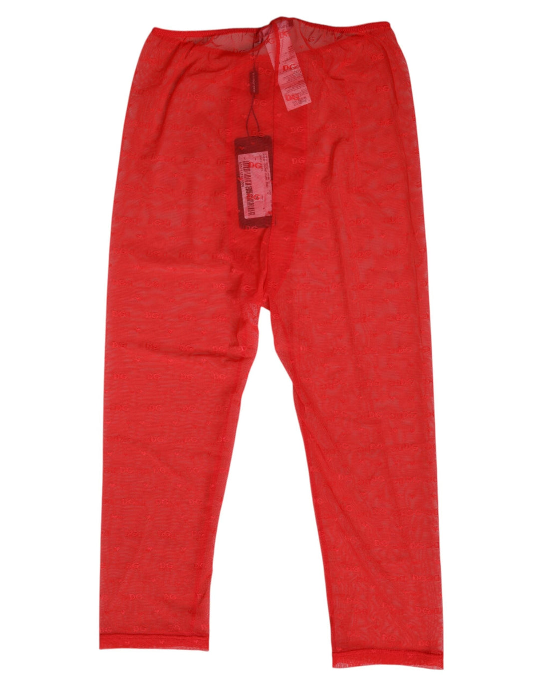 Women’s Dolce &amp; Gabbana Red Logo Lace Tight Midi Trousers Underwear