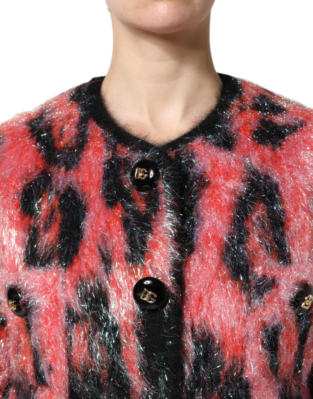 Women’s Dolce &amp; Gabbana Red Mohair Wool Button Down Cardigan Sweater