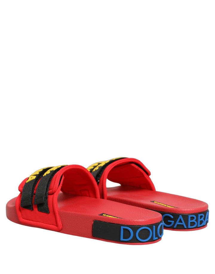 Women’s Dolce &amp; Gabbana Red Neoprene Slides Flats Beachwear Shoes