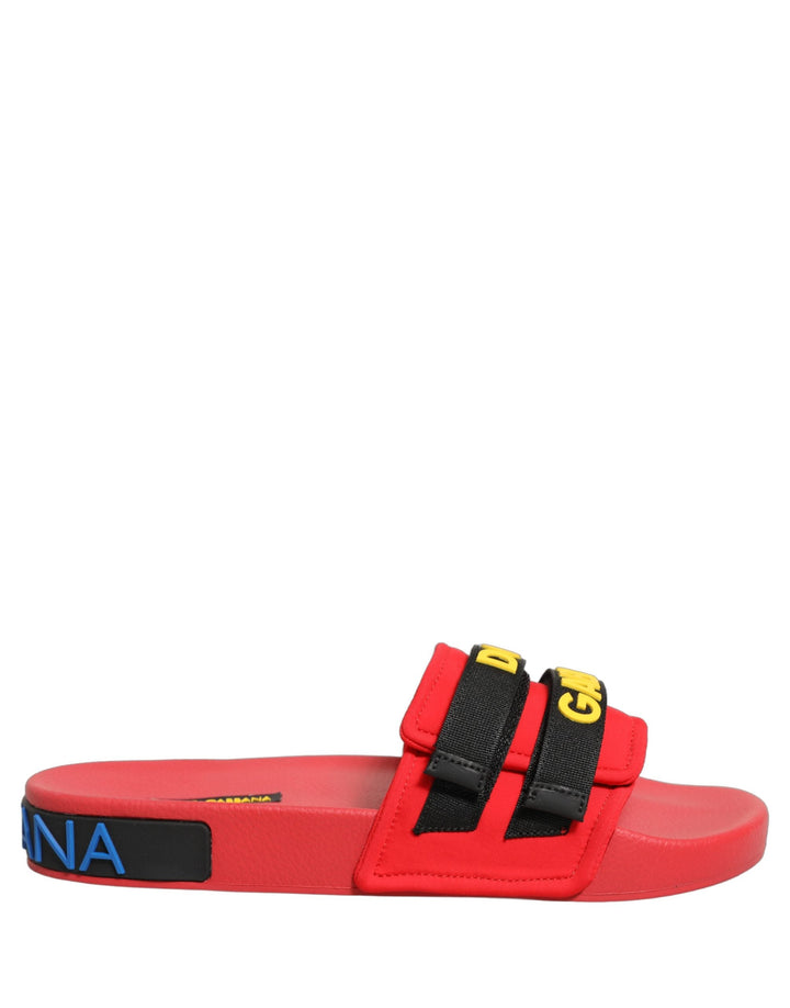 Women’s Dolce &amp; Gabbana Red Neoprene Slides Flats Beachwear Shoes