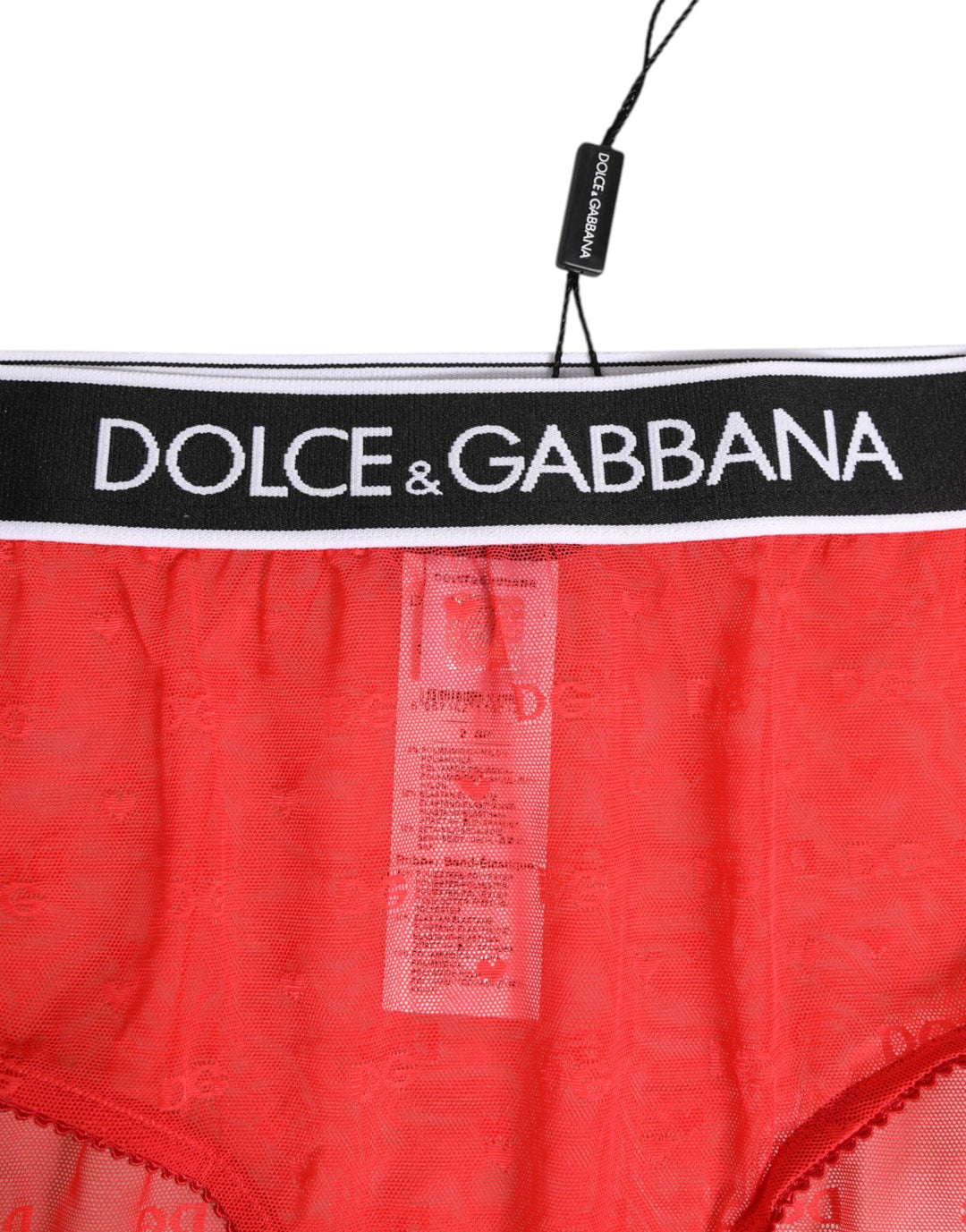 Women’s Dolce &amp; Gabbana Red Nylon Logo Waistband Brief Panty Underwear