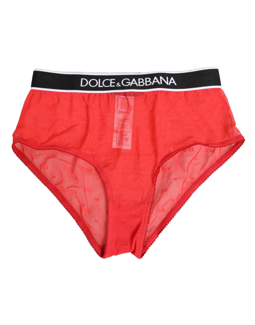 Women’s Dolce & Gabbana Red Nylon Logo Waistband Brief Panty Underwear