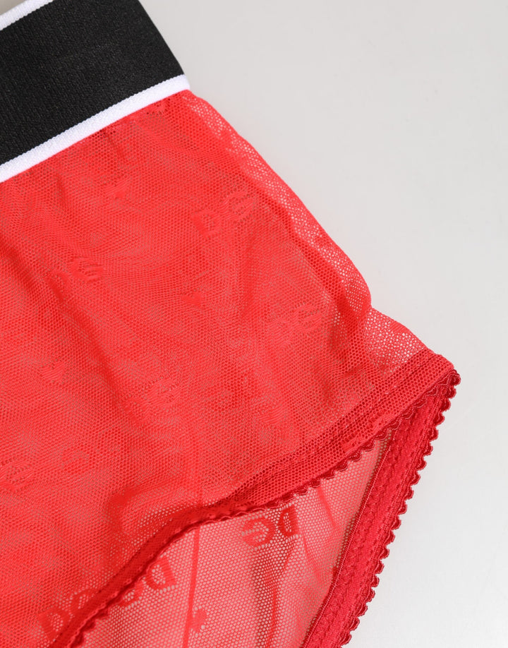 Women’s Dolce &amp; Gabbana Red Nylon Logo Waistband Brief Panty Underwear