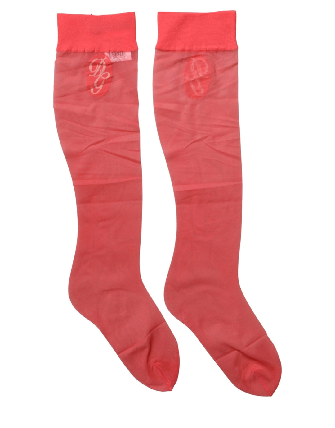 Dolce &amp; Gabbana Red Nylon Mesh Sheer Calf Long Accessory Socks
