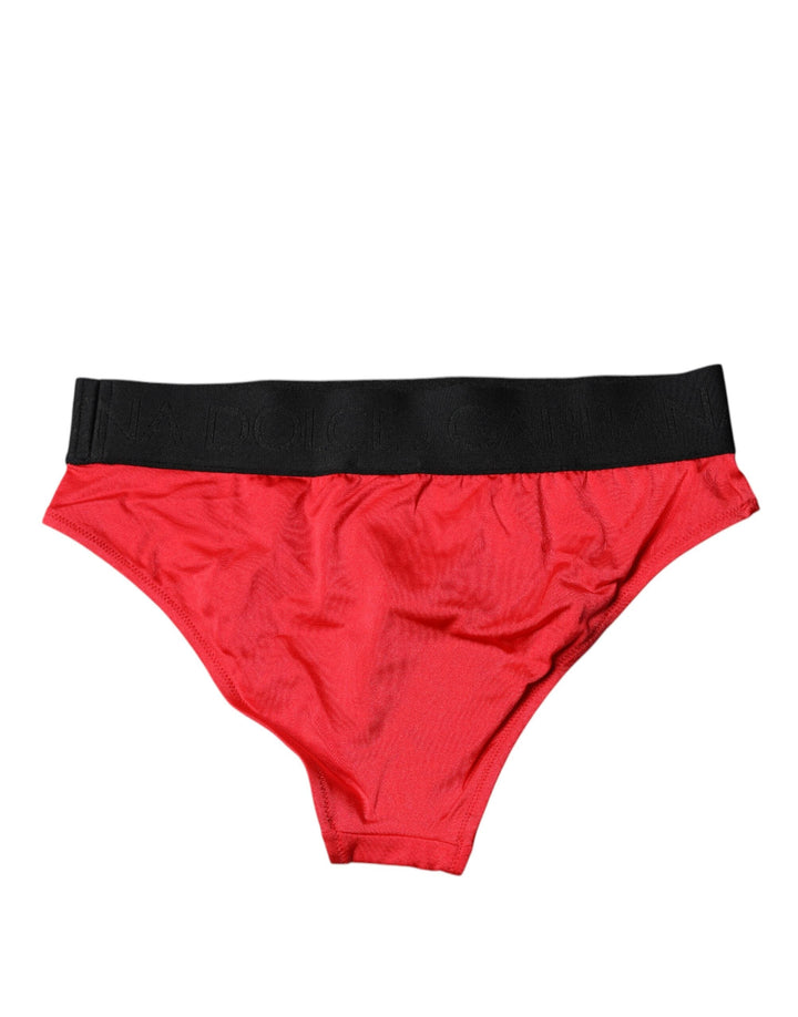 Women’s Dolce &amp; Gabbana Red Nylon Stretch Mid Waist Panty Underwear