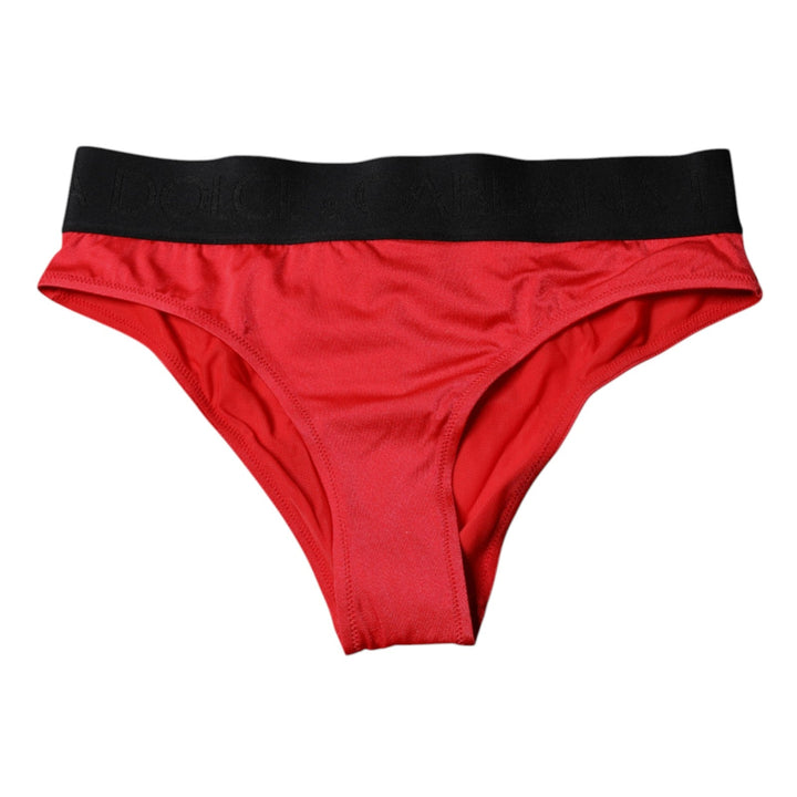 Women’s Dolce &amp; Gabbana Red Nylon Stretch Mid Waist Panty Underwear