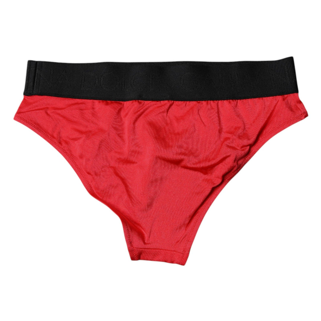 Women’s Dolce &amp; Gabbana Red Nylon Stretch Mid Waist Panty Underwear