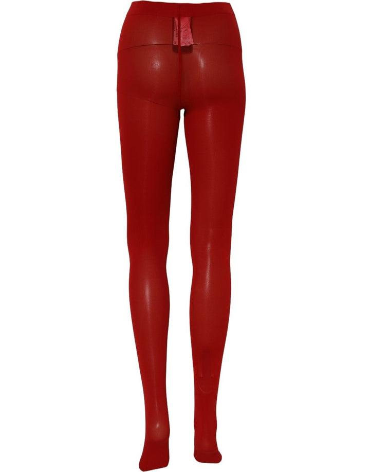 Women’s Dolce &amp; Gabbana Red Nylon Tights Stocking Pantyhose Socks