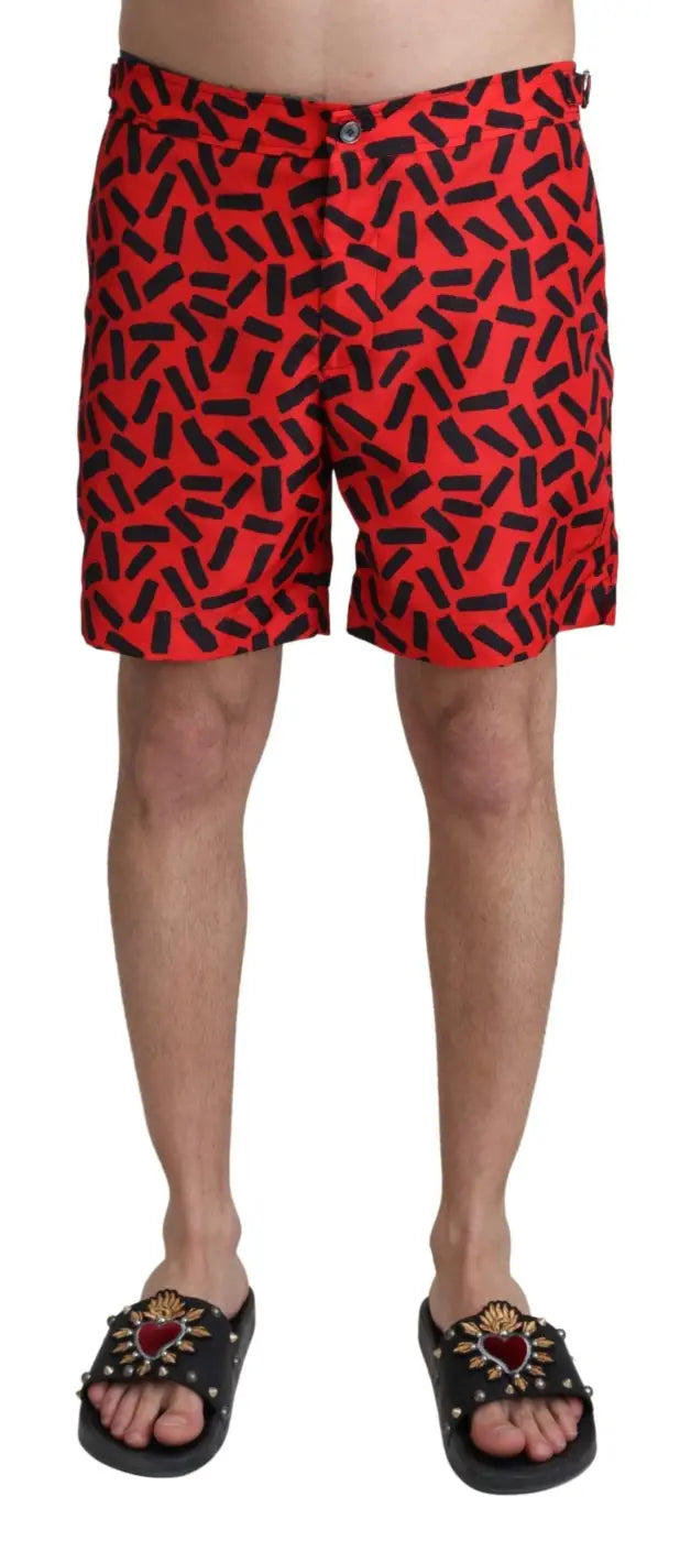 Women’s Dolce &amp; Gabbana Red Patterned Beachwear Shorts Swimwear