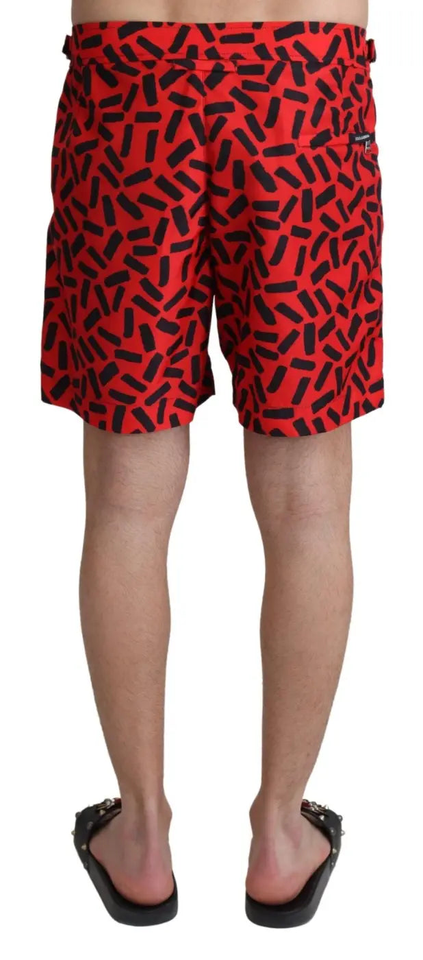 Women’s Dolce &amp; Gabbana Red Patterned Beachwear Shorts Swimwear
