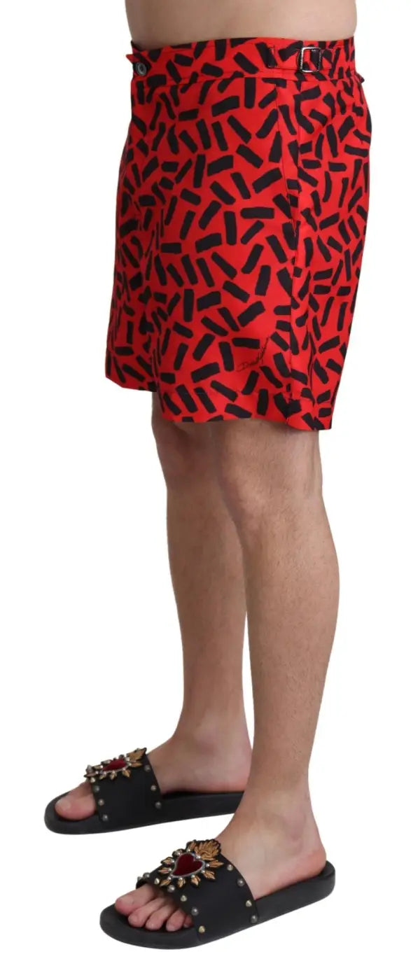 Women’s Dolce &amp; Gabbana Red Patterned Beachwear Shorts Swimwear