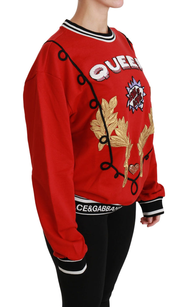 Women’s Dolce & Gabbana Red Queen Sequined Love Pullover Sweater
