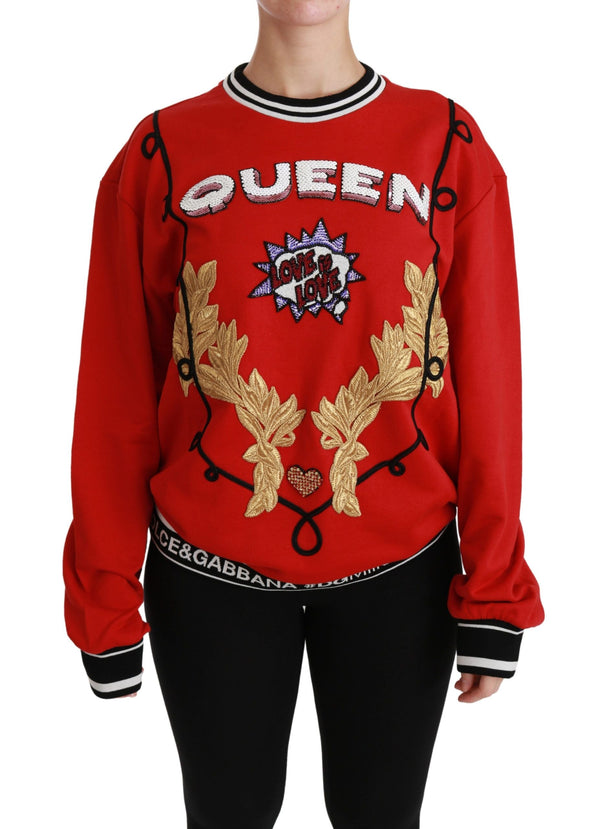 Women’s Dolce & Gabbana Red Queen Sequined Love Pullover Sweater
