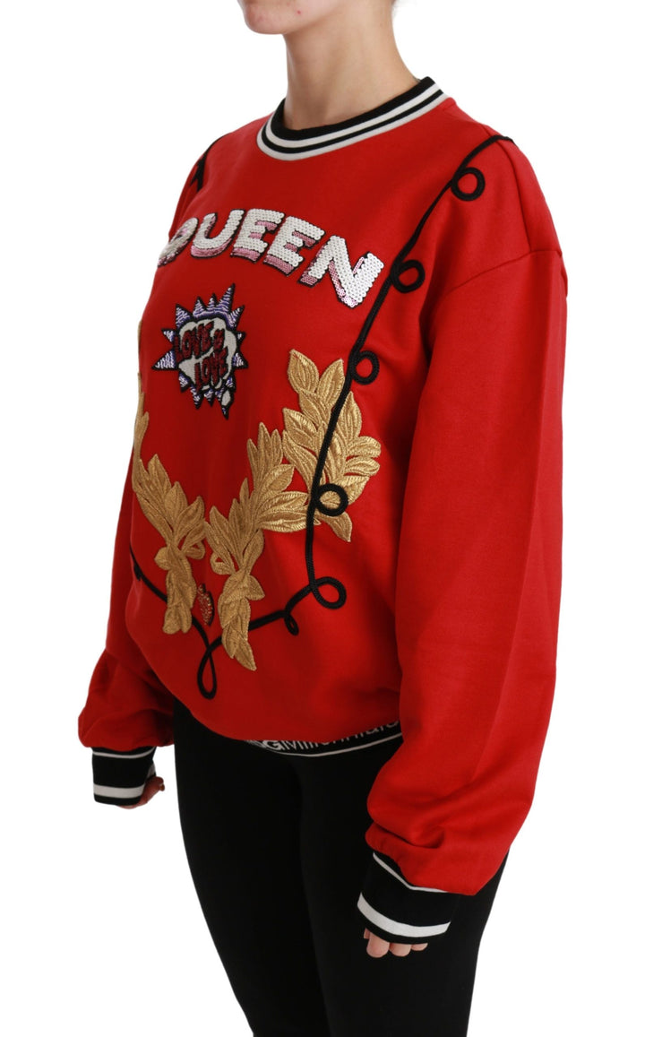 Women’s Dolce &amp; Gabbana Red Queen Sequined Love Pullover Sweater