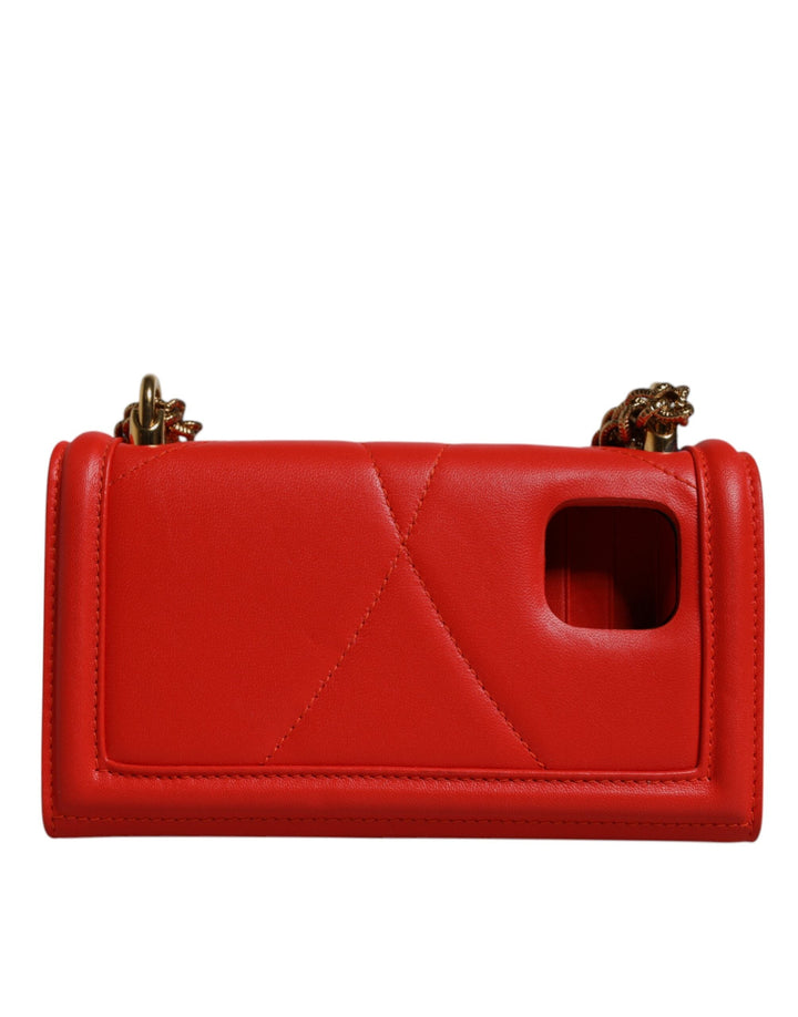 Women’s Dolce &amp; Gabbana Red Quilted Devotion Crossbody Chain Phone Cover Bag