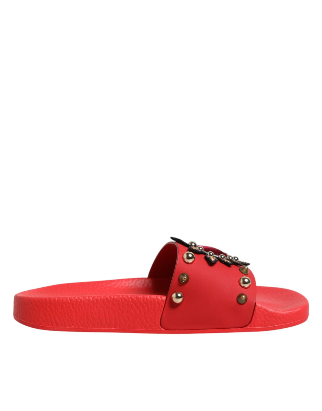 Women’s Dolce &amp; Gabbana Red Sacred Heart Stud Slides Beachwear Shoes