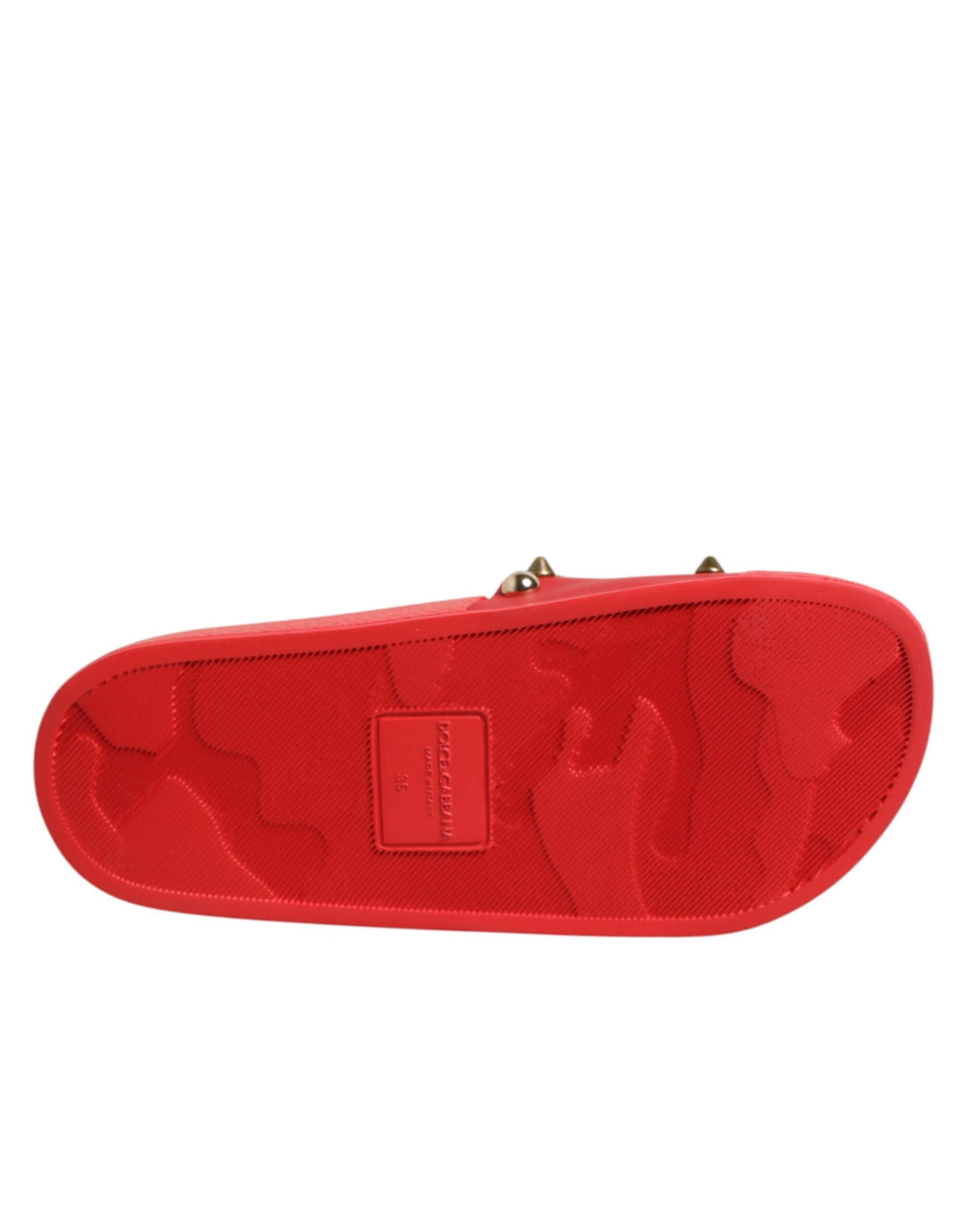 Women’s Dolce &amp; Gabbana Red Sacred Heart Stud Slides Beachwear Shoes