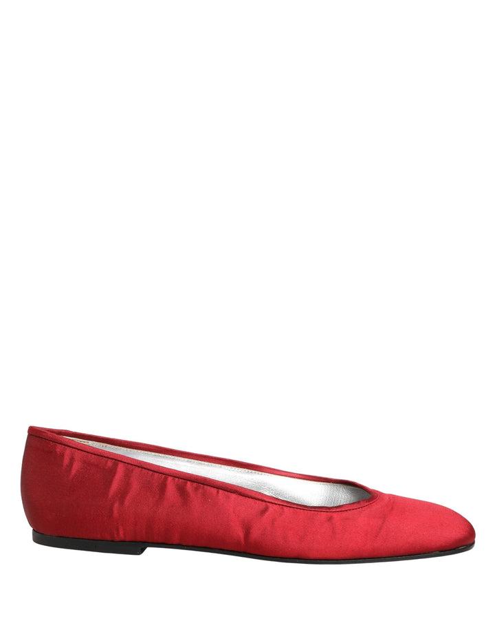 Women’s Dolce &amp; Gabbana Red Satin Fabric Ballet Slip on Flats Shoes