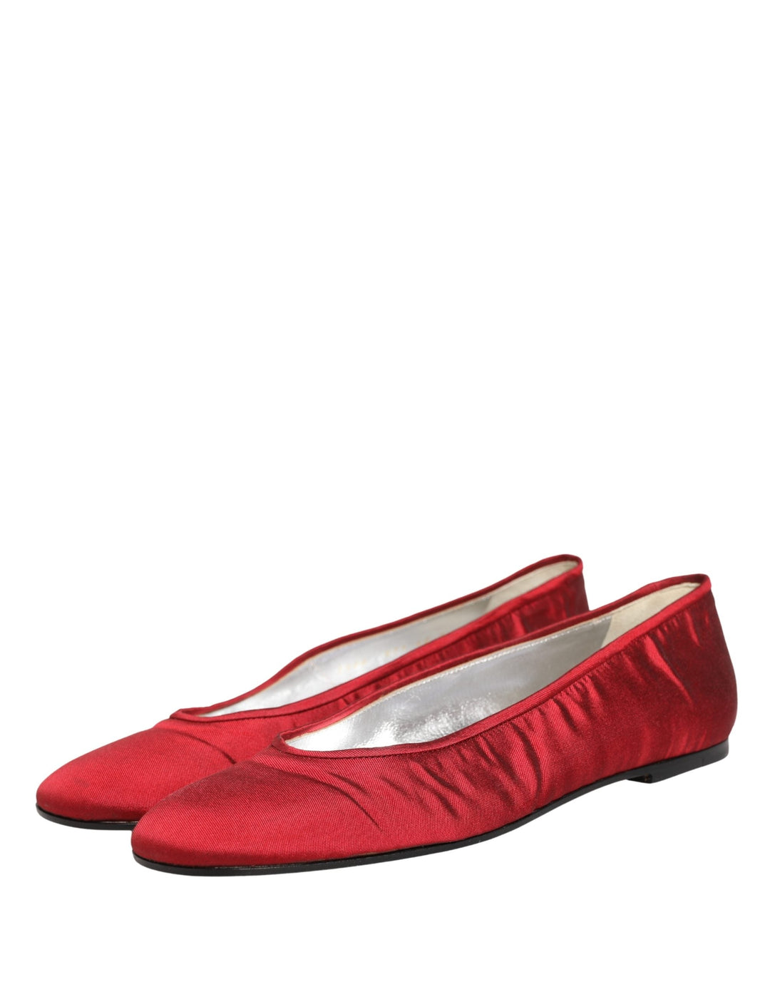 Women’s Dolce &amp; Gabbana Red Satin Fabric Ballet Slip on Flats Shoes