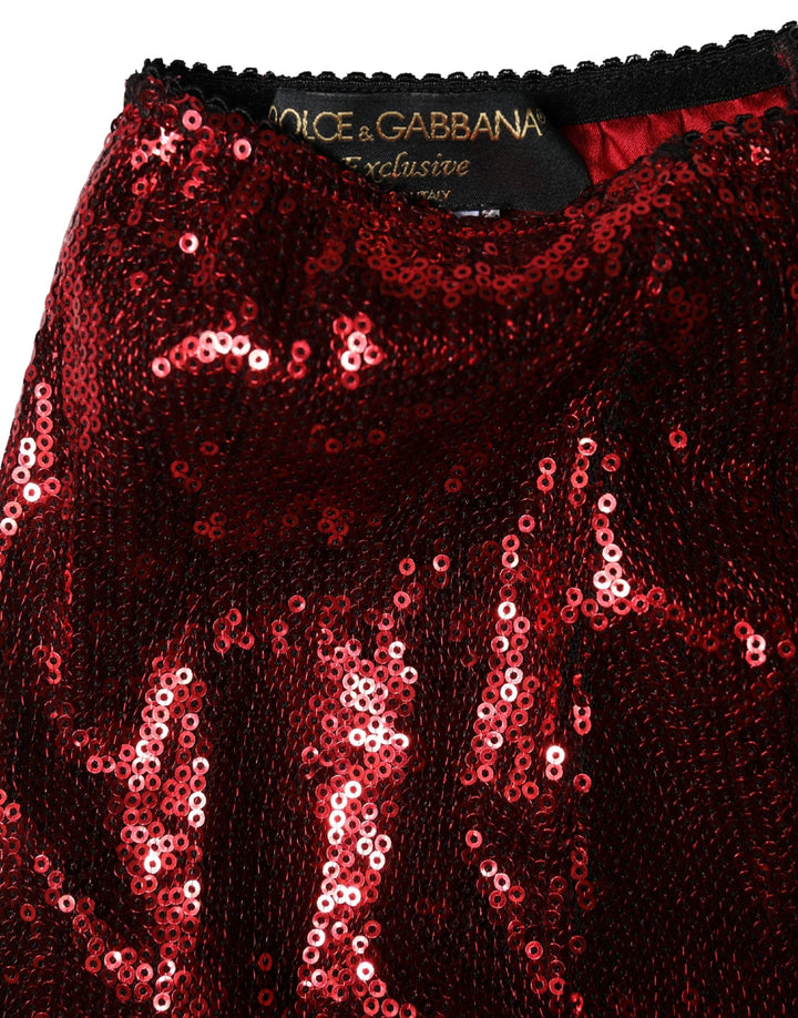 Women’s Dolce &amp; Gabbana Red Sequin Embellished High Waist Girdle Underwear