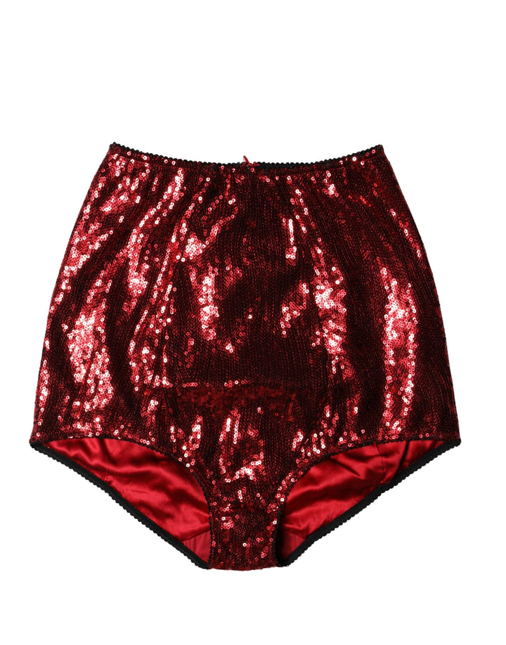 Women’s Dolce &amp; Gabbana Red Sequin Embellished High Waist Girdle Underwear