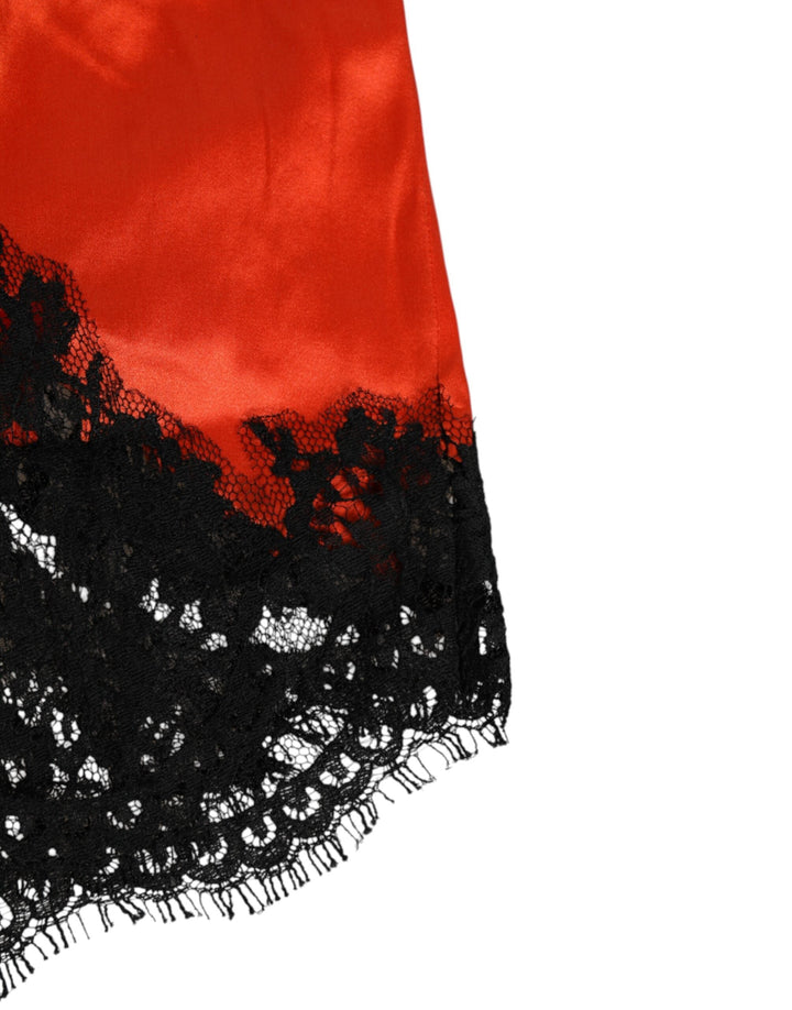 Women’s Dolce &amp; Gabbana Red Silk Satin Lace Shorts Underwear