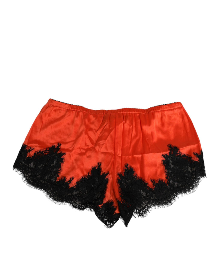 Women’s Dolce &amp; Gabbana Red Silk Satin Lace Shorts Underwear