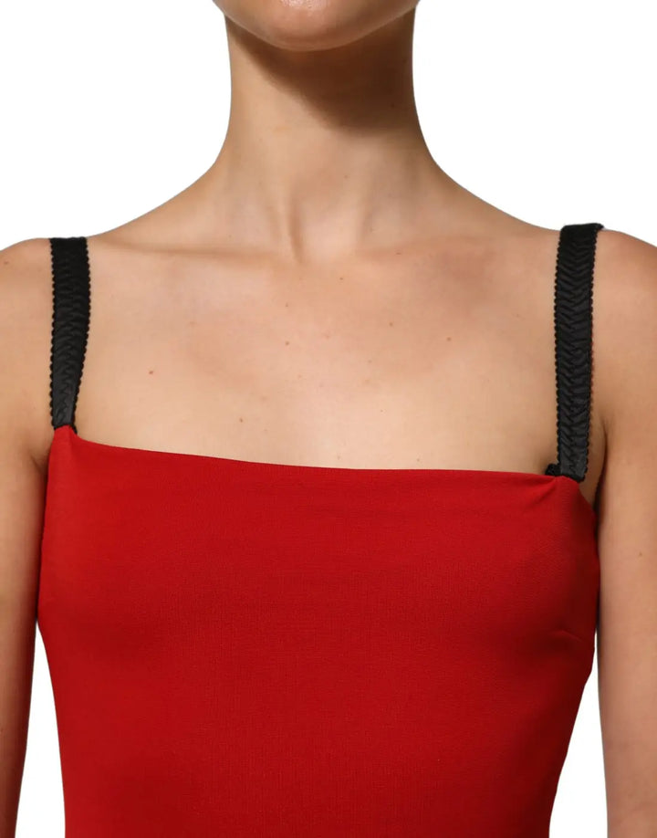 Women’s Dolce &amp; Gabbana Red Stretch Bodycon Sheath Knee Length Dress
