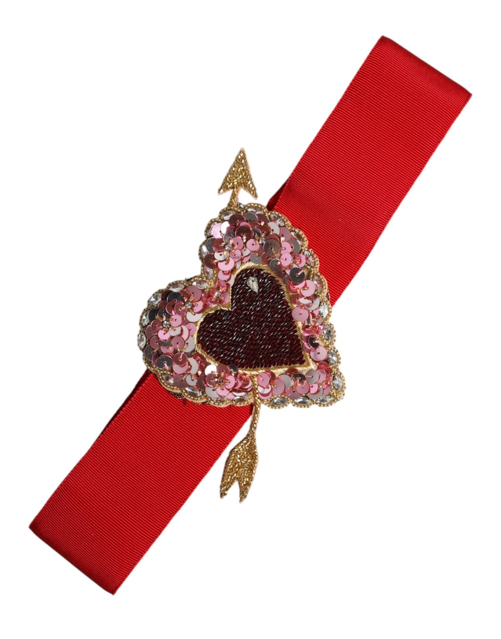 Women’s Dolce & Gabbana Red Stretch Wide Waist Heart Embellished Belt