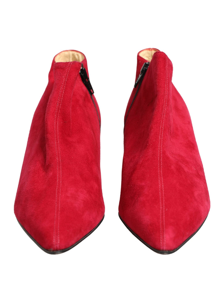 Women’s Dolce &amp; Gabbana Red Suede Ankle Boots Shoes