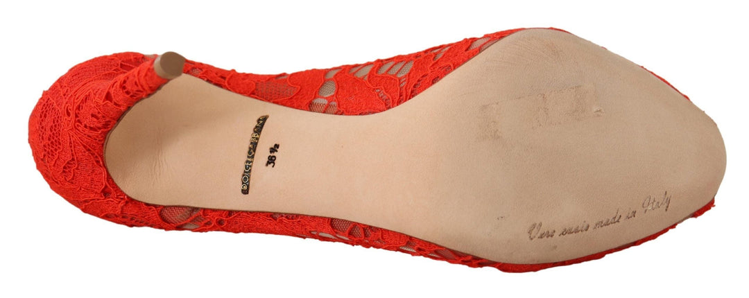 Women’s Dolce &amp; Gabbana Red Taormina Lace Crystal Heels Pumps
