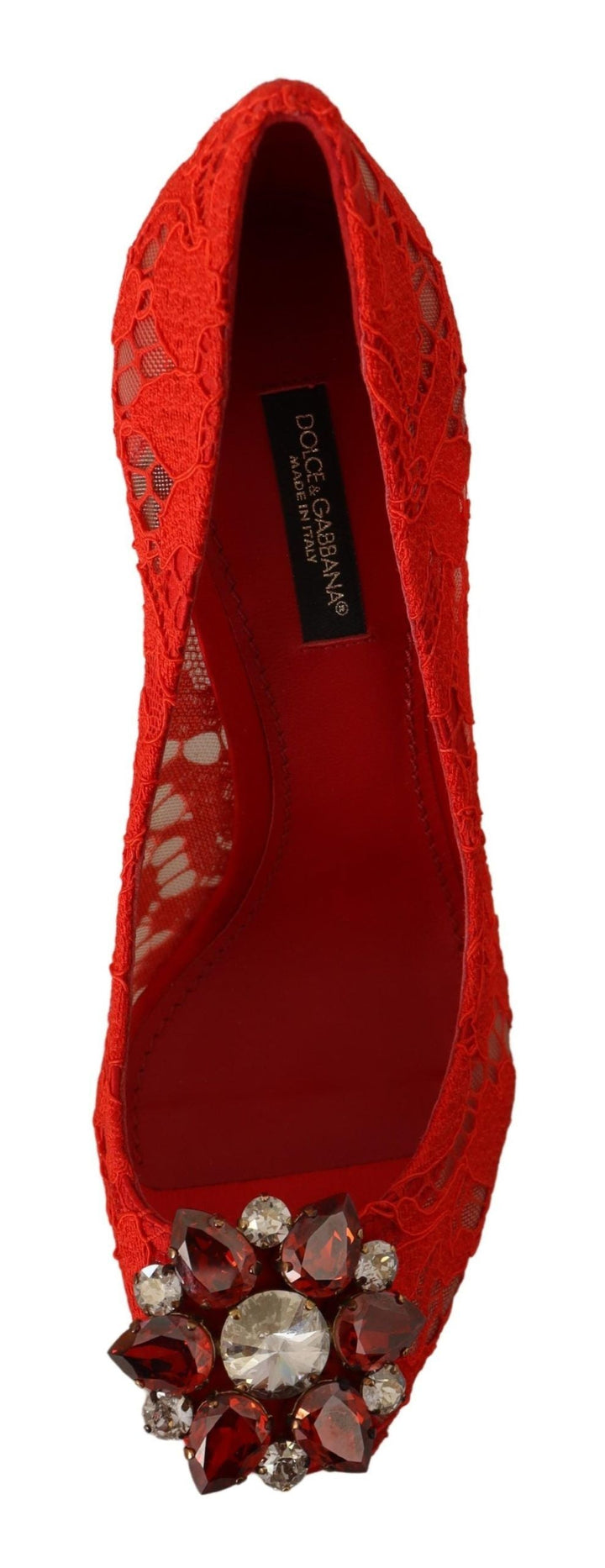 Women’s Dolce &amp; Gabbana Red Taormina Lace Crystal Heels Pumps