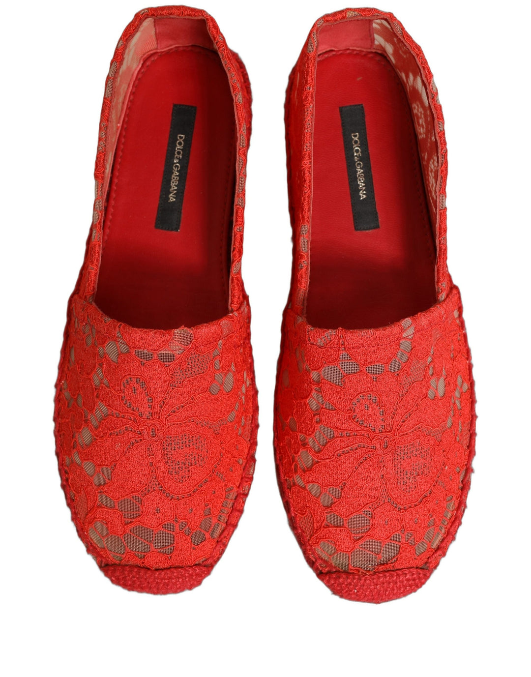Women’s Dolce &amp; Gabbana Red Taormina Lace Espadrille Flats Shoes