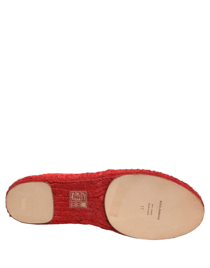 Women’s Dolce &amp; Gabbana Red Taormina Lace Espadrille Flats Shoes