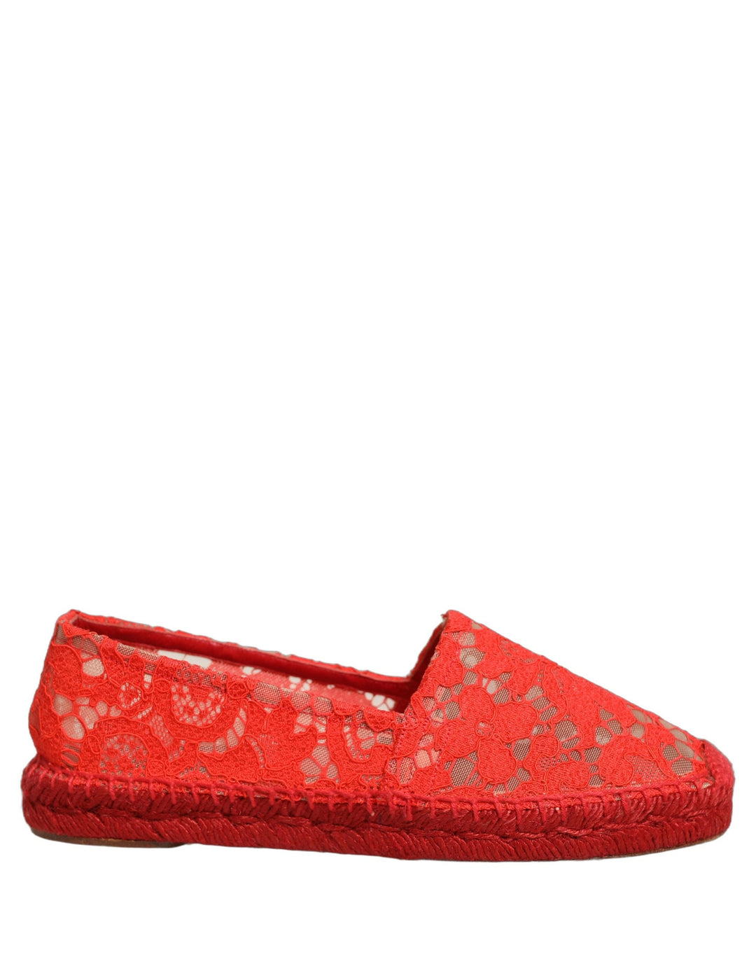 Women’s Dolce &amp; Gabbana Red Taormina Lace Espadrille Flats Shoes