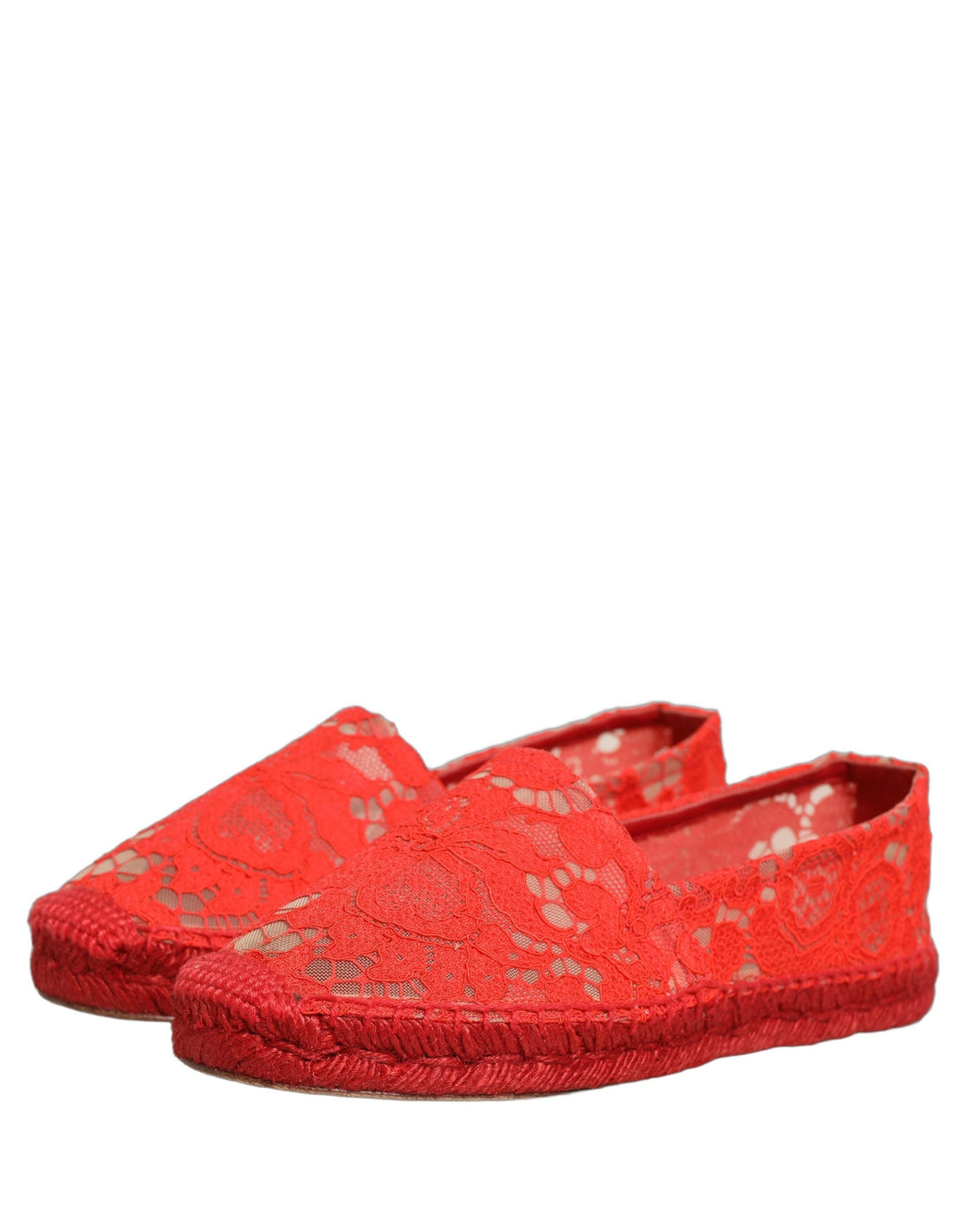 Women’s Dolce &amp; Gabbana Red Taormina Lace Espadrille Flats Shoes