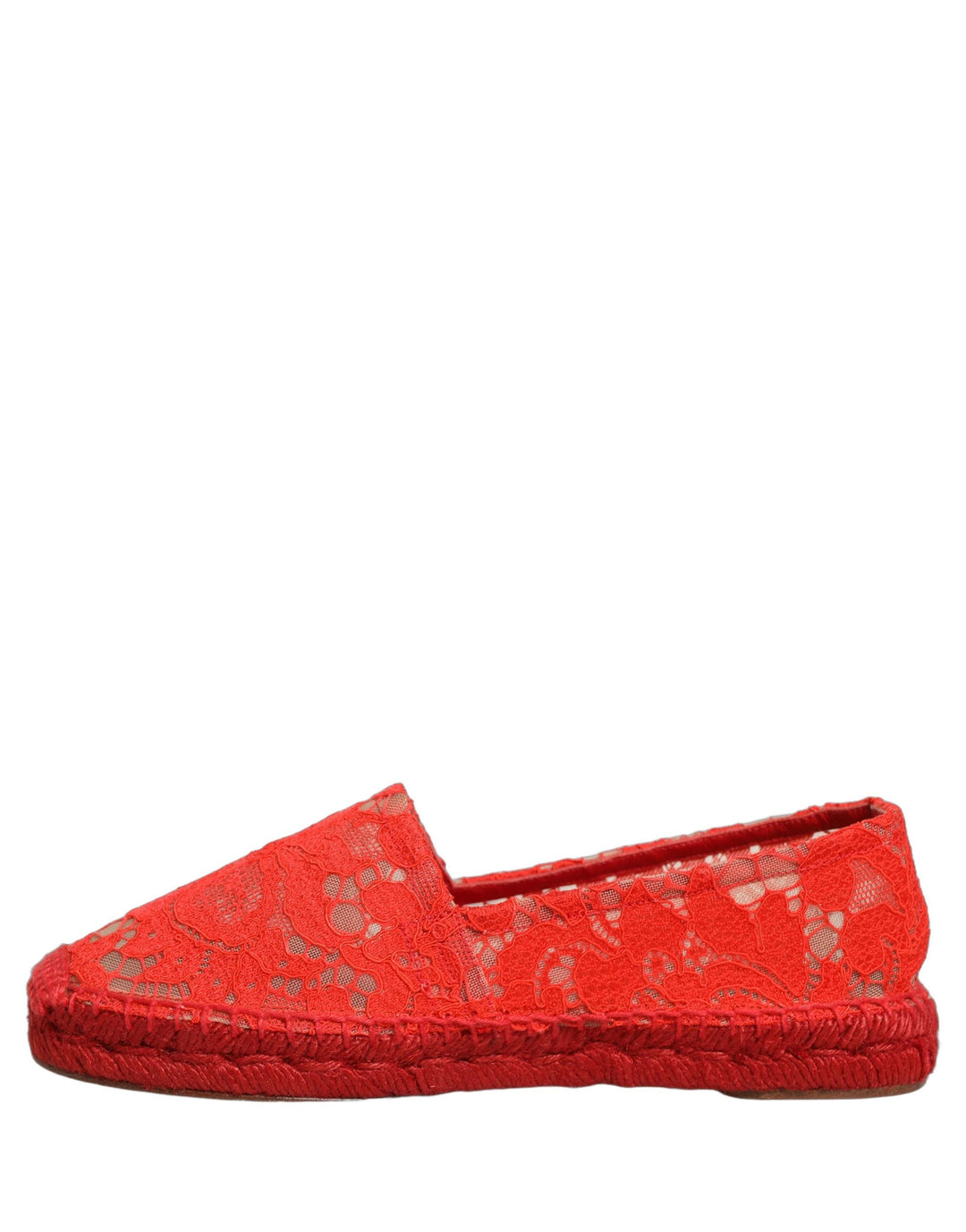 Women’s Dolce &amp; Gabbana Red Taormina Lace Espadrille Flats Shoes
