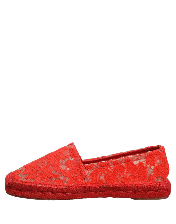 Women’s Dolce &amp; Gabbana Red Taormina Lace Espadrille Flats Shoes